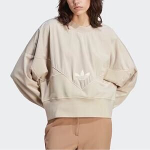 ADIDAS  Women’s Size L  Oversized Corduroy Mix Sweatshirt Wonder Beige